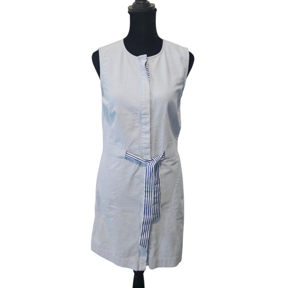 Vineyard Vines Oxford Tie Waist Sleeveless Dress Pocket's Blue Women's‎ Size 0